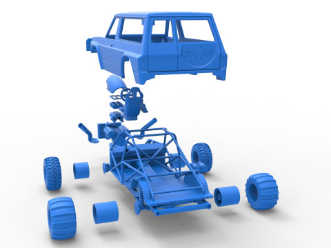Uphill Sand Racing Dragster Version 4 Scale 1 to 25 3D Print Model