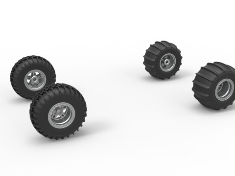 Wheel Set of Uphill Sand Racing Dragster Version 2 Scale 1 to 25 Modelo de Impressão 3D
