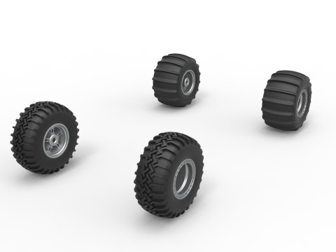Wheel Set of Uphill Sand Racing Dragster Version 2 Scale 1 to 25 Modelo de impresión 3D