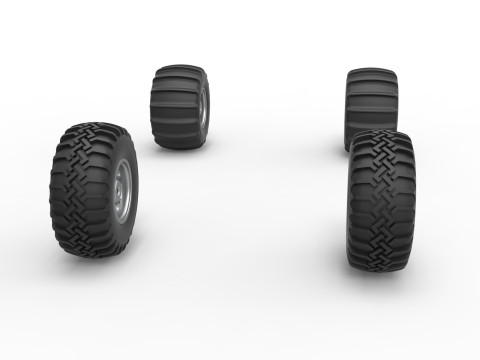 Wheel Set of Uphill Sand Racing Dragster Version 2 Scale 1 to 25 Modelo de impresión 3D