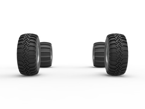 Wheel Set of Uphill Sand Racing Dragster Version 2 Scale 1 to 25 Modelo de impresión 3D
