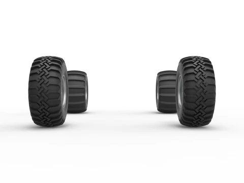 Wheel Set of Uphill Sand Racing Dragster Version 2 Scale 1 to 25 3D Print Model