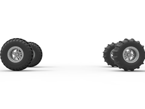 Wheel Set of Uphill Sand Racing Dragster Version 2 Scale 1 to 25 Modelo de impresión 3D