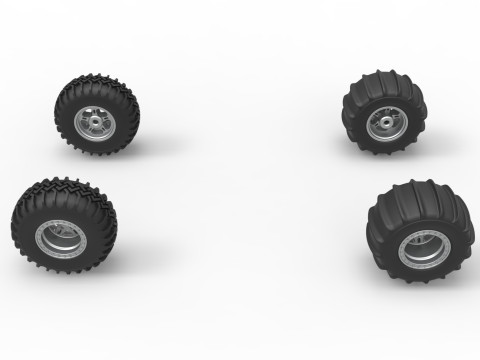 Wheel Set of Uphill Sand Racing Dragster Version 2 Scale 1 to 25 Modelo de impresión 3D