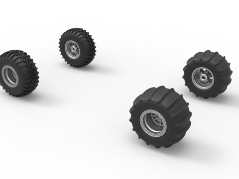 Wheel Set of Uphill Sand Racing Dragster Version 2 Scale 1 to 25 Modelo de impresión 3D