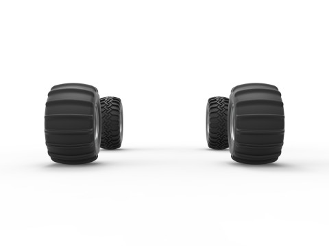 Wheel Set of Uphill Sand Racing Dragster Version 2 Scale 1 to 25 Modelo de impresión 3D