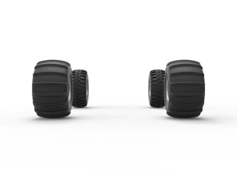 Wheel Set of Uphill Sand Racing Dragster Version 2 Scale 1 to 25 3D Print Model