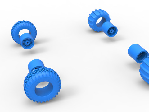 Wheel Set of Uphill Sand Racing Dragster Version 2 Scale 1 to 25 Modelo de impresión 3D