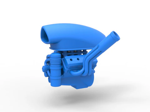 Engine of Uphill Sand Racing Dragster Version 4 Scale 1 to 25 3D Print Model