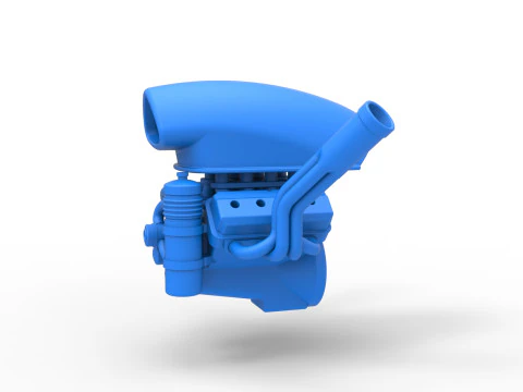 Engine of Uphill Sand Racing Dragster Version 4 Scale 1 to 25 3D Print Model