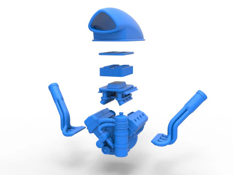 Engine of Uphill Sand Racing Dragster Version 4 Scale 1 to 25 3D Print Model