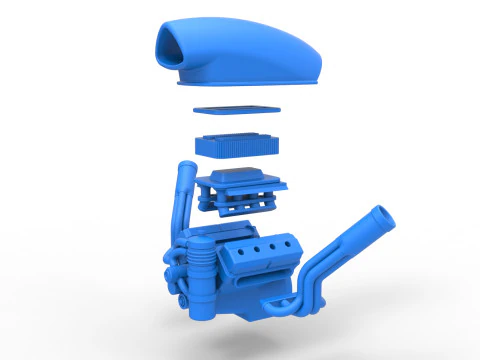 Engine of Uphill Sand Racing Dragster Version 4 Scale 1 to 25 3D Print Model