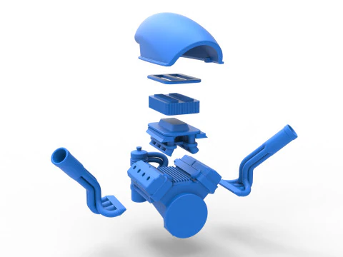 Engine of Uphill Sand Racing Dragster Version 4 Scale 1 to 25 3D Print Model