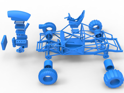 Uphill Sand Racing Dragster Base Version 4 Scale 1 to 25 Modèles 3D en vedette