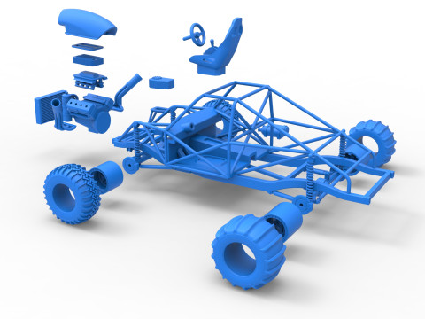 Uphill Sand Racing Dragster Base Version 4 Scale 1 to 25 Modèles 3D en vedette