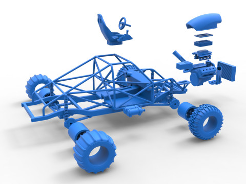 Uphill Sand Racing Dragster Base Version 4 Scale 1 to 25 Modèles 3D en vedette
