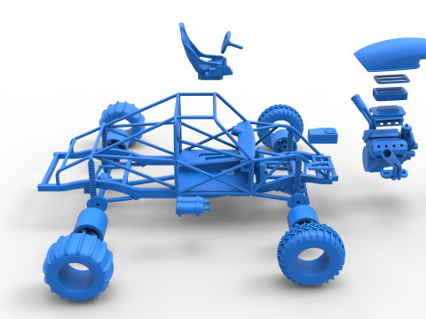 Uphill Sand Racing Dragster Base Version 4 Scale 1 to 25 Modèles 3D en vedette