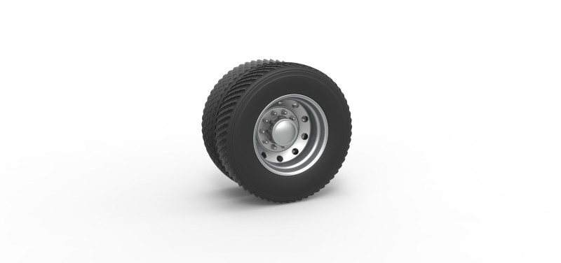 Rear double wheel of Pulling Semi truck Scale 1 to 25 3D Print Model .c4d .max .obj .3ds .fbx .stl .blend 