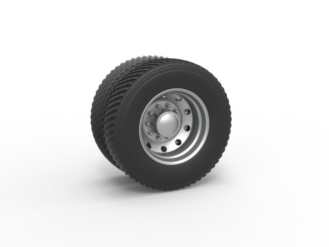 Rear double wheel of Pulling Semi truck Scale 1 to 25 3D 打印模型