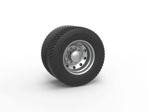 Заднее двойное колесо тягача-полуприцепа. Масштаб от 1 до 25. 3D Принт Модель