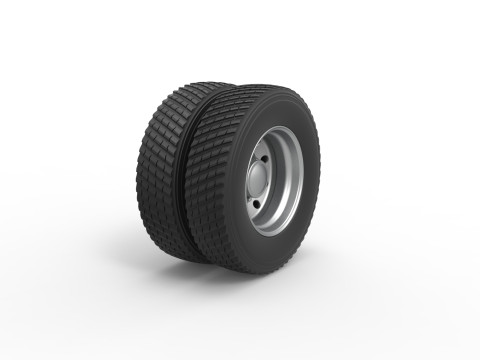 Rear double wheel of Pulling Semi truck Scale 1 to 25 3D Print Model
