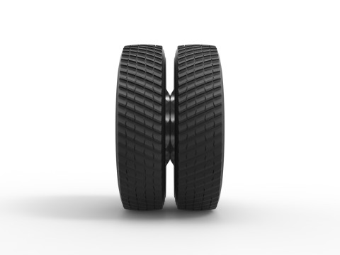 Rear double wheel of Pulling Semi truck Scale 1 to 25 3D Print Model