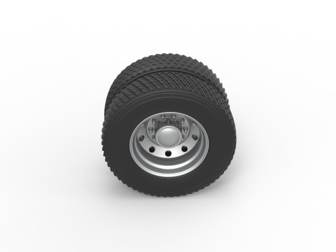 Rear double wheel of Pulling Semi truck Scale 1 to 25 3D Print Model