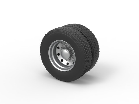 Rear double wheel of Pulling Semi truck Scale 1 to 25 3D Print Model