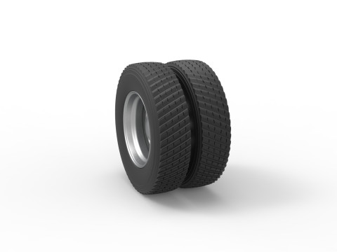 Rear double wheel of Pulling Semi truck Scale 1 to 25 3D Print Model