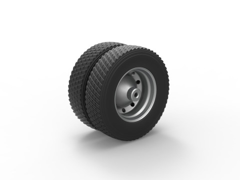 Rear double wheel of Pulling Semi truck Scale 1 to 25 3D Print Model