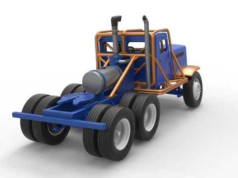 Vintage GATR Racing Semi truck Scale 1 to 25 3D Print Model