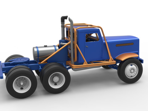 Vintage GATR Racing Semi truck Scale 1 to 25 3D Print Model