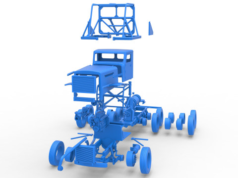 Vintage GATR Racing Semi truck Scale 1 to 25 3D Print Model