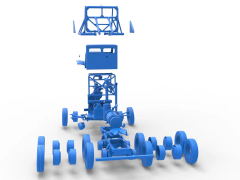 Vintage GATR Racing Semi truck Scale 1 to 25 3D Print Model