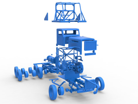 Vintage GATR Racing Semi truck Scale 1 to 25 3D Print Model