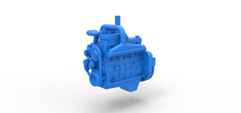 Twin Turbo straight-six engine for semi truck Scale 1 to 25 3D 打印模型 .c4d .max .obj .3ds .fbx .stl .blend