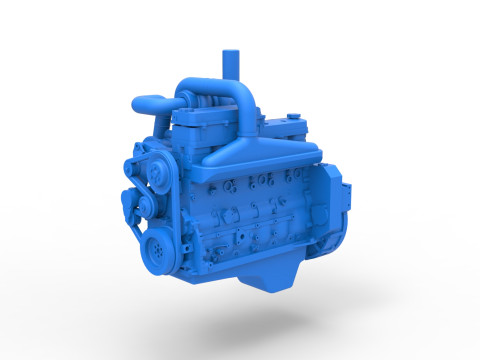 Twin Turbo straight-six engine for semi truck Scale 1 to 25 3D Print Model