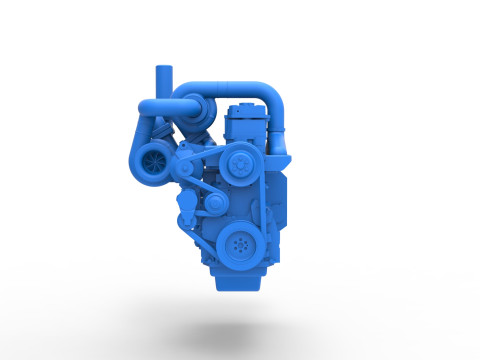 Twin Turbo straight-six engine for semi truck Scale 1 to 25 3D 打印模型