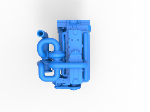 Twin Turbo straight-six engine for semi truck Scale 1 to 25 3D 打印模型