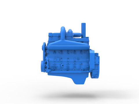 Twin Turbo straight-six engine for semi truck Scale 1 to 25 3D 打印模型