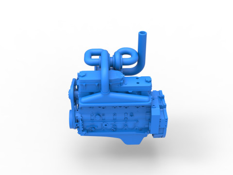 Twin Turbo straight-six engine for semi truck Scale 1 to 25 3D 打印模型
