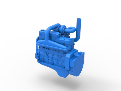 Twin Turbo straight-six engine for semi truck Scale 1 to 25 3D 打印模型