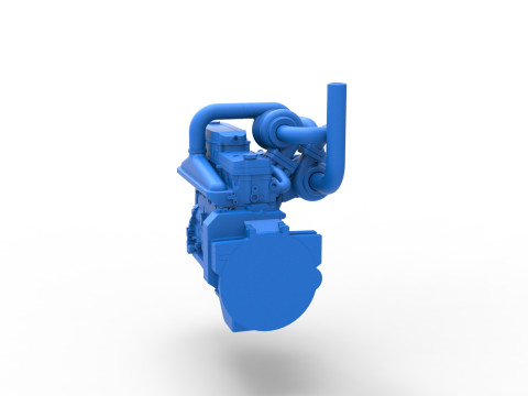 Twin Turbo straight-six engine for semi truck Scale 1 to 25 3D 打印模型