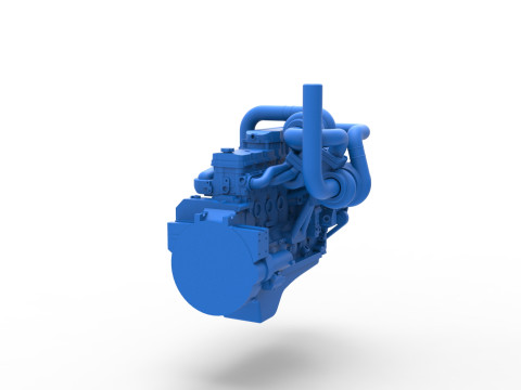 Twin Turbo straight-six engine for semi truck Scale 1 to 25 3D 打印模型