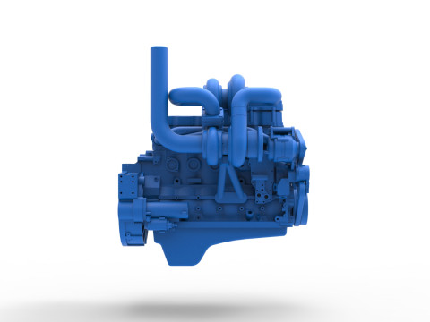 Twin Turbo straight-six engine for semi truck Scale 1 to 25 3D 打印模型