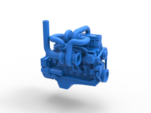 Twin Turbo straight-six engine for semi truck Scale 1 to 25 3D 打印模型