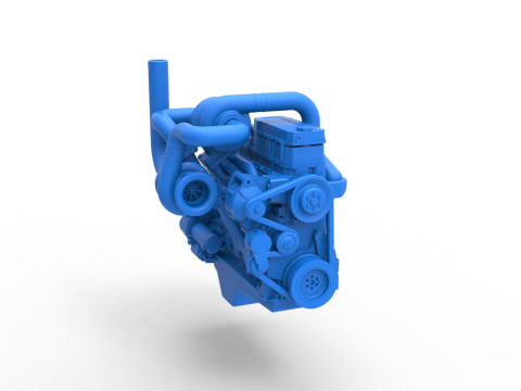 Twin Turbo straight-six engine for semi truck Scale 1 to 25 3D 打印模型