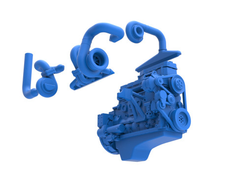 Twin Turbo straight-six engine for semi truck Scale 1 to 25 3D 打印模型