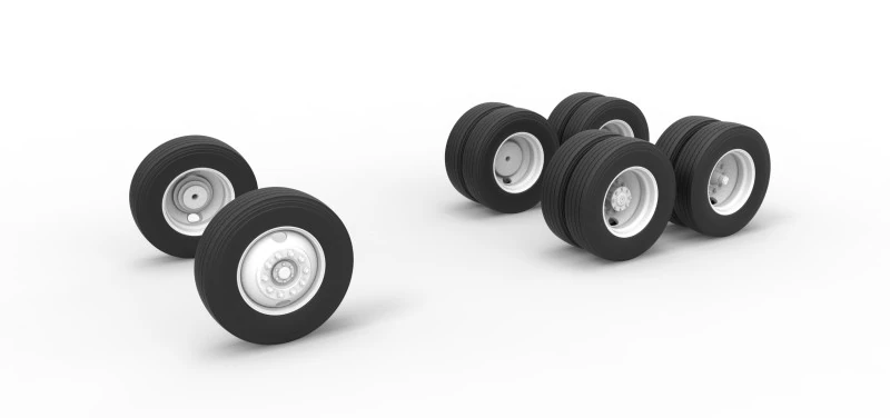 Wheel Set of Vintage GATR Racing Semi truck Scale 1 to 25 3D Print Model .c4d .max .obj .3ds .fbx .stl .blend 