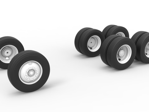 Wheel Set of Vintage GATR Racing Semi truck Scale 1 to 25 3D 프린트 모델